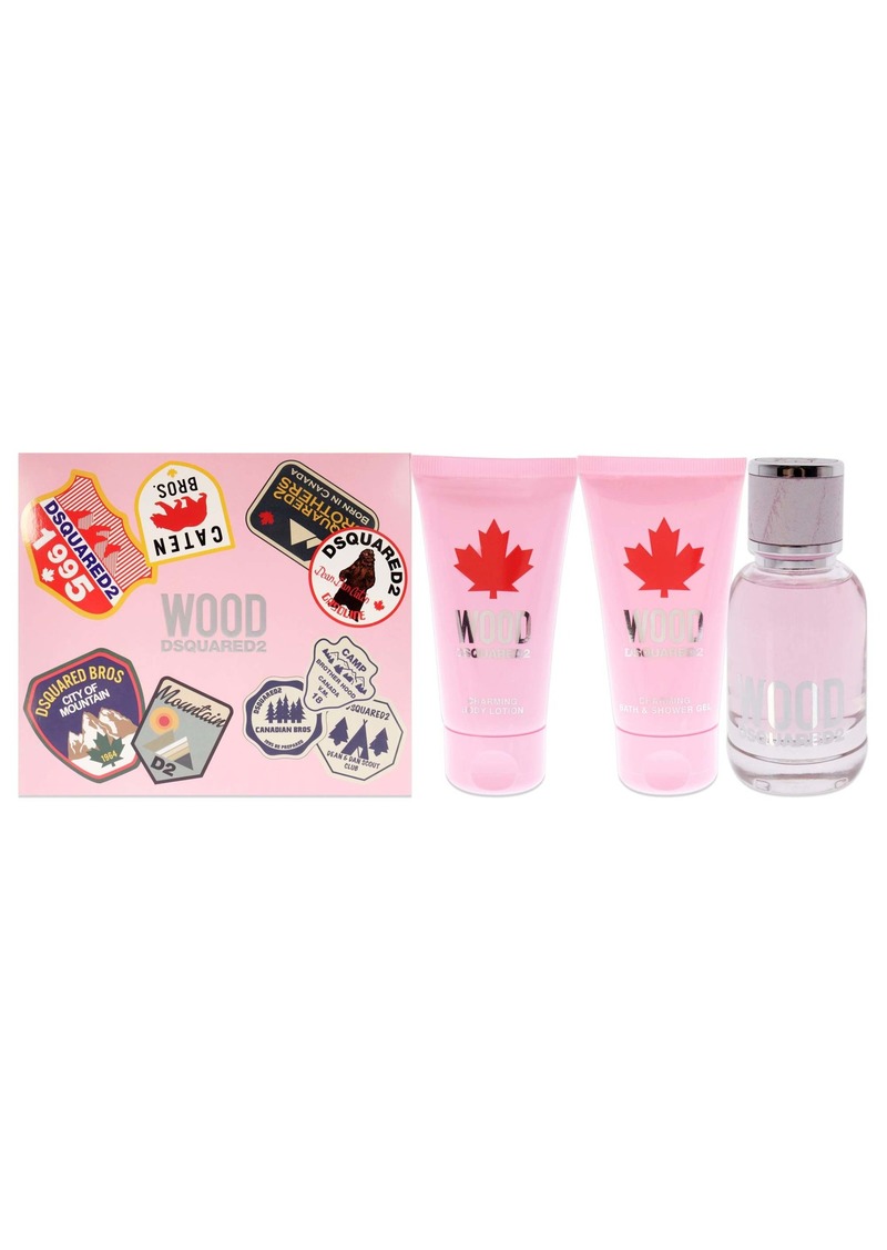 Wood by Dsquared2 for Women - 3 Pc Gift Set 1.7oz EDT Spray, 1.7oz Body Lotion, 1.7oz Bath and Shower Gel