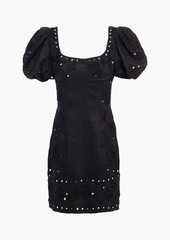 Dundas - Embellished gathered ramie mini dress - Black - IT 40