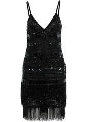 Dundas - Fringed beaded tulle mini dress - Black - IT 40