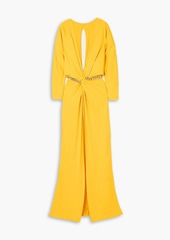 Dundas - Garbo chain-embellished twist-front jersey maxi dress - Yellow - IT 40