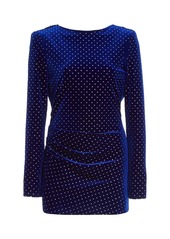 Dundas - Women's Crystal-Embellished Velvet Mini Dress - Blue - Moda Operandi