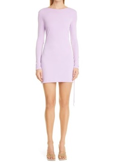 DUNDAS Nirvana Long Sleeve Lace-Up Open Back Minidress in Lilac at Nordstrom