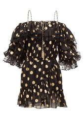 Dundas Off-the-shoulder polka-dot silk-blend mini dress
