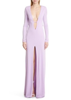 DUNDAS Orion Long Sleeve Jersey Maxi Dress in Lilac at Nordstrom