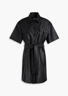 Each x Other - Belted faux leather mini shirt dress - Black - M