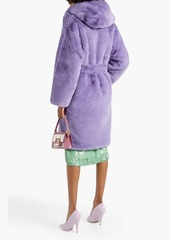 Each x Other - Belted faux fur hooded coat - Purple - S
