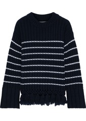Each X Other Woman Striped Ribbed Wool Sweater Navy