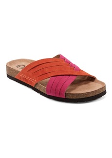 Earth Women's Atlas Round Toe Footbed Slip-On Casual Sandals - Orange, Pink Suede