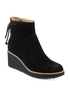 Earth Women's Calia Round Toe Casual Wedge Ankle Booties - Black Suede