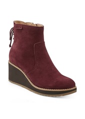 Earth Women's Calia Round Toe Casual Wedge Ankle Booties - Dark Red Suede