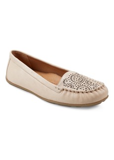 Earth Women's Carmen Round Toe Slip-on Casual Flat Loafers - Cream Leather
