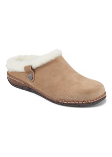 Earth Women's Elena Cold Weather Round Toe Casual Slip On Clogs - Medium Natural Suede, Faux Fur