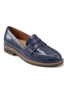 Earth Women's Javas Round Toe Casual Slip-On Penny Loafers - Dark Blue Leather