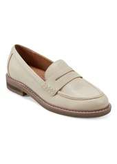 Earth Women's Javas Round Toe Casual Slip-On Penny Loafers - Cream Leather