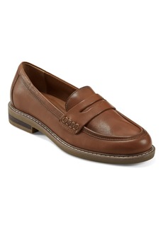Earth Women's Javas Round Toe Casual Slip-On Penny Loafers - Medium Brown Leather