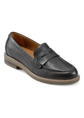 Earth Women's Javas Round Toe Casual Slip-On Penny Loafers - Dark Blue Leather