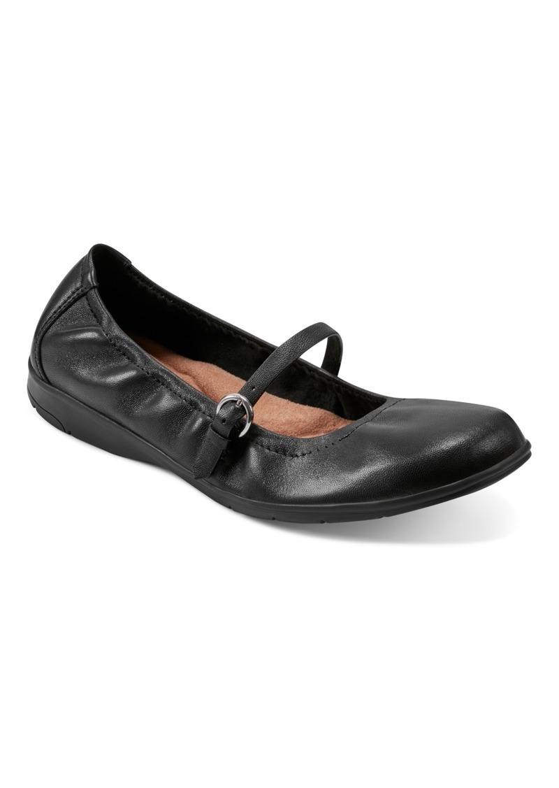 Earth Women's Korvino Square Toe Mary Jane Casual Flats - Black Leather