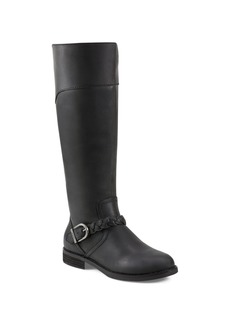 Earth Women's Mira Round Toe High Shaft Casual Regular Calf Boots - Black Leather