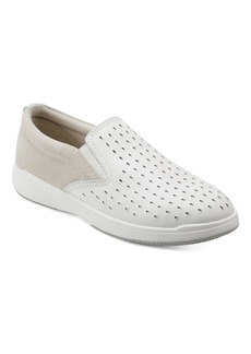 Earth Women's Nel Laser Cut Round Toe Casual Slip-On Sneakers - White, Beige Multi - Leather and Suede