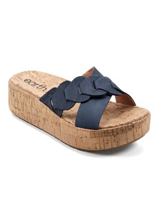 Earth Women's Scotti Criss Cross Slip On Platform Wedge Sandals - Dark Blue Nubuck