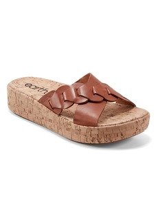 Earth Women's Scotti Criss Cross Slip On Platform Wedge Sandals - Cognac Leather