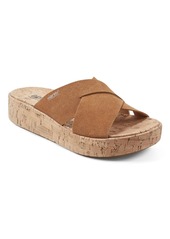 Earth Women's Scout Casual Slip-on Wedge Platform Sandals - Light Natural Suede