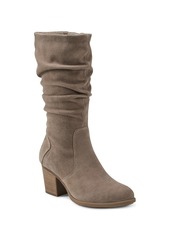 Earth Women's Vine Block Heel Almond Toe Narrow Calf Casual Boots - Dark Brown Suede
