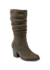 Earth Women's Vine Block Heel Almond Toe Narrow Calf Casual Boots - Medium Natural Suede