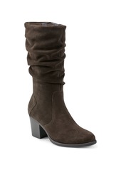 Earth Women's Vine Block Heel Almond Toe Narrow Calf Casual Boots - Medium Natural Suede