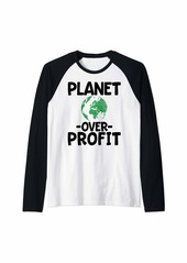 Planet Over Profit Earth Day Shirt Environmentalist Gift Raglan Baseball Tee