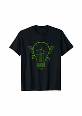 Windmill Light Bulb Solar Energy Global Warming Earth Day T-Shirt