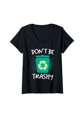 Womens Anti Littering & Environmental Protection Earth Day V-Neck T-Shirt