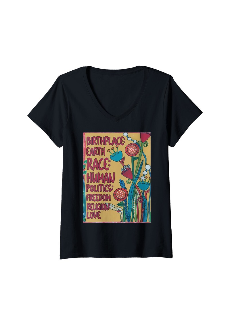 Womens Birthplace Earth Race Human Politics - Feminist Gift V-Neck T-Shirt