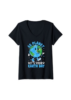 Womens Cute Earth Day Go Planet Its Your Earth Day Toddler Boy V-Neck T-Shirt