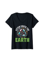 Womens Don't Litter Environmentalist Nature Lover Earth Day V-Neck T-Shirt