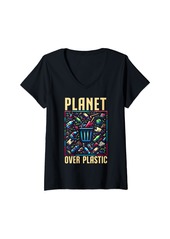 Womens Don't Litter Environmentalist Nature Lover Earth Day V-Neck T-Shirt