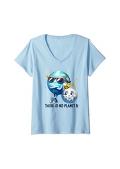 Womens Earth Day 2024 Cute Planet Bee Mother Earth Aesthetic V-Neck T-Shirt
