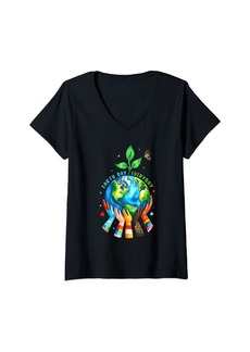 Womens Earth Day 2024 Everyday Protect Environment Save The Planet V-Neck T-Shirt