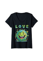 Womens Earth Day 2024 Everyday Smilelove V-Neck T-Shirt