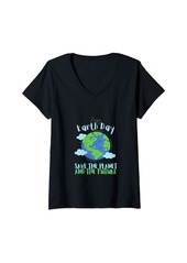 Womens Earth Day 2024 Save The Planet And Future Earth Day V-Neck T-Shirt