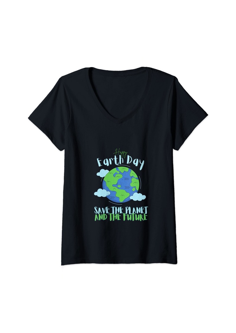 Womens Earth Day 2024 Save The Planet And Future Earth Day V-Neck T-Shirt