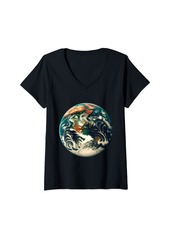 Womens Earth Day 2024 V-Neck T-Shirt