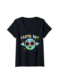 Womens Earth Day 2024 Women Kids Cute 54th Earth Day V-Neck T-Shirt