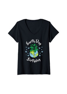 Womens Earth Day Birthday Gift V-Neck T-Shirt