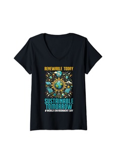 Womens Earth Day Environmentalist World Environment Day V-Neck T-Shirt