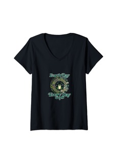 Womens Earth Day Every Day Cottagecore Frog V-Neck T-Shirt