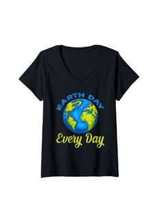 Womens Earth Day Every Day Earth Day 2024 V-Neck T-Shirt
