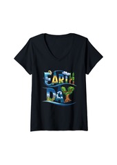 Womens Earth Day Every Day for men and women V-Neck T-Shirt