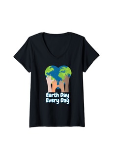 Womens Earth Day Every Day Happy Earth Day Shirt For Women Earth V-Neck T-Shirt