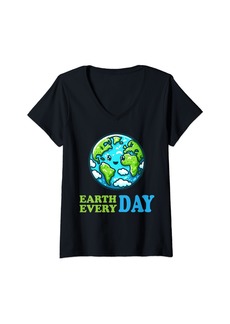 Womens Earth Day Everyday 2024 Design Cute 54th Earth Day V-Neck T-Shirt
